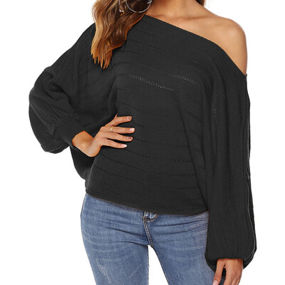 Autumn Winter Fashion Women Knitted sweaters Sexy One word collar Strapless Shoulder Lantern sleeve Top
Autumn Winter Fashion Women Knitted sweaters Sexy One word collar Strapless Shoulder Lantern sleeve Top