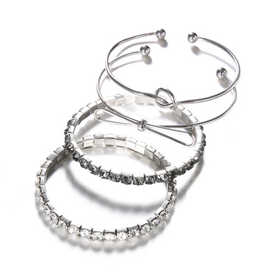 New 4pcsset White Black Crystal Rhinestone Bracelet Silver Tie Opening Bangle Women Fashion Bracelets Jewelry
New 4pcsset White Black Crystal Rhinestone Bracelet Silver Tie Opening Bangle Women Fashion Bracelets Jewelry