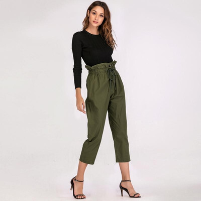 Fashion Women Pants Solid Color Ruched High Waist Casual Tie-Waist Work Office Cropped Trousers Green
Fashion Women Pants Solid Color Ruched High Waist Casual Tie-Waist Work Office Cropped Trousers Green