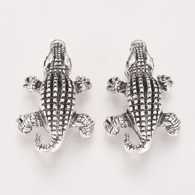Tibetan Style Alloy European Beads Large Hole Beads Crocodile Shaped Antique Silver 16x25x8mm Hole 5mm
Tibetan Style Alloy European Beads Large Hole Beads Crocodile Shaped Antique Silver 16x25x8mm Hole 5mm