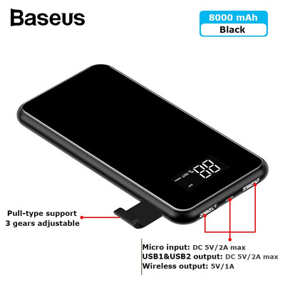 Baseus full screen 8000mAh wireless charge Power Bank with phone bracket dual USB output powerbank for mobile phone
Baseus full screen 8000mAh wireless charge Power Bank with phone bracket dual USB output powerbank for mobile phone