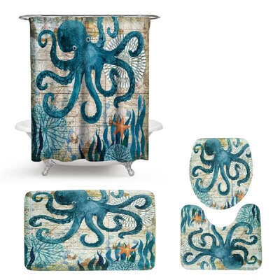 4Pcs 3D Digital Printing Mats Bath Mat Shower Curtain Toilet Cover Pedestal Mat Summer Turtle Octopus Starfish Pattern Mats Kit
4Pcs 3D Digital Printing Mats Bath Mat Shower Curtain Toilet Cover Pedestal Mat Summer Turtle Octopus Starfish Pattern Mats Kit