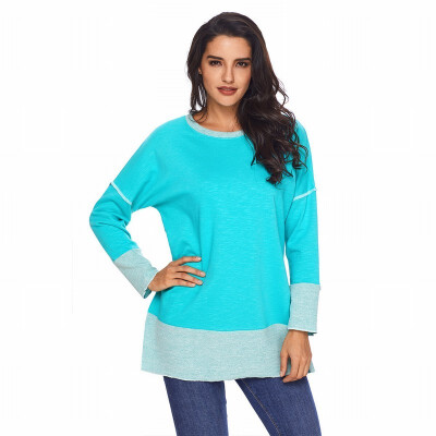 Two-color stitching round neck long-sleeved bottoming shirt sports casual straight top
Two-color stitching round neck long-sleeved bottoming shirt sports casual straight top