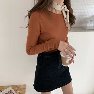 Simple Casual Solid Color Womens Bottoming Tops Korean Style Round Neck Long-sleeved T-shirts
Simple Casual Solid Color Womens Bottoming Tops Korean Style Round Neck Long-sleeved T-shirts