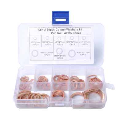 80PCS Solid Copper Crush Washers Spacer Flat Ring Oil Brake Sealing Kit M5M6M8M10M12M14M16M20 Assorted 8 Sizes Gaskets
80PCS Solid Copper Crush Washers Spacer Flat Ring Oil Brake Sealing Kit M5M6M8M10M12M14M16M20 Assorted 8 Sizes Gaskets