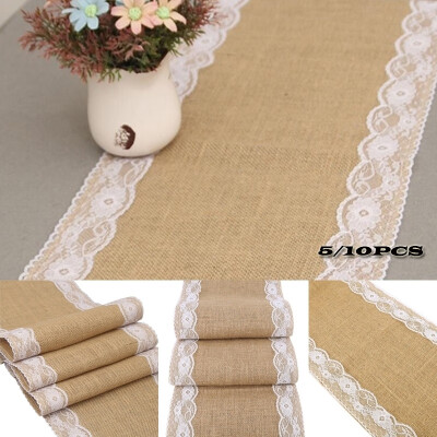5pcs 30cmx 275cm Natural Jute Hessian Burlap Lace Table Runner for Rustic Wedding Bridal Shower Festival Party Event
5pcs 30cmx 275cm Natural Jute Hessian Burlap Lace Table Runner for Rustic Wedding Bridal Shower Festival Party Event