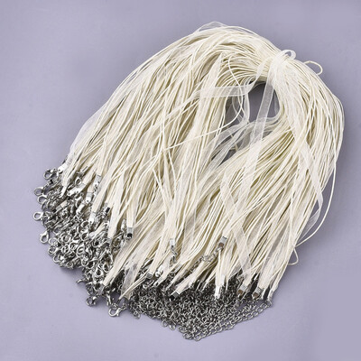 Waxed Cord&Organza Ribbon Necklace Making with Iron Lobster Claw Clasps Platinum Beige 176"178"45455cm 7mm
Waxed Cord&Organza Ribbon Necklace Making with Iron Lobster Claw Clasps Platinum Beige 176"178"45455cm 7mm
