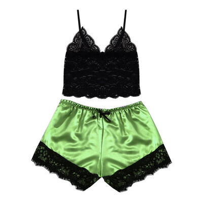 Toponeto New Women V-Neck Silk Lace Sexy Stain Trim Camisole Pajamas Sleepwear Shorts Set
Toponeto New Women V-Neck Silk Lace Sexy Stain Trim Camisole Pajamas Sleepwear Shorts Set