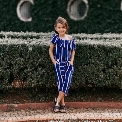 Mommy&Me Child Girl Family Ruffled Off Shoulder Striped Print One-Piece Jumpsuit 
Mommy&Me Child Girl Family Ruffled Off Shoulder Striped Print One-Piece Jumpsuit