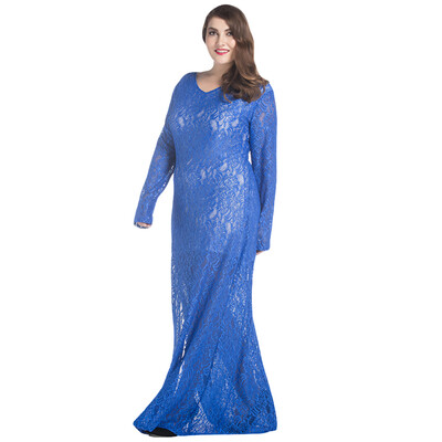 Women Plus Size Lace Maxi Dress V-Neck Full Sleeve Lined Evening Party Solid Long Dress
Women Plus Size Lace Maxi Dress V-Neck Full Sleeve Lined Evening Party Solid Long Dress