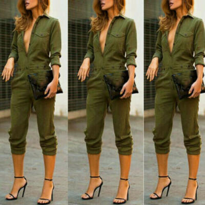 Women Dungaree Long Playsuit Jumpsuit Romper Cargo V Neck Button Casual Trousers
Women Dungaree Long Playsuit Jumpsuit Romper Cargo V Neck Button Casual Trousers