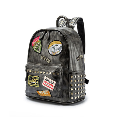 Tide brand backpack male Korean fashion trend rivet men travel backpack student bag wild
Tide brand backpack male Korean fashion trend rivet men travel backpack student bag wild