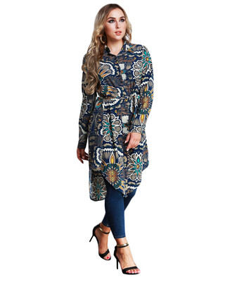 New Fashion Women Long Floral Print Shirt Blouse Turn-down Collar Long Sleeve Asymmetric Hem Shirt Dress Dark Blue
New Fashion Women Long Floral Print Shirt Blouse Turn-down Collar Long Sleeve Asymmetric Hem Shirt Dress Dark Blue