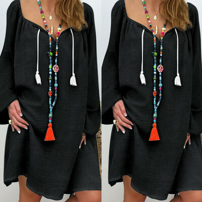 Womens Boho Baggy Loose Linen Cotton V-Neck Kaftan Midi Dress Beach Long T-Shirt Mini Sundress Plus Size
Womens Boho Baggy Loose Linen Cotton V-Neck Kaftan Midi Dress Beach Long T-Shirt Mini Sundress Plus Size