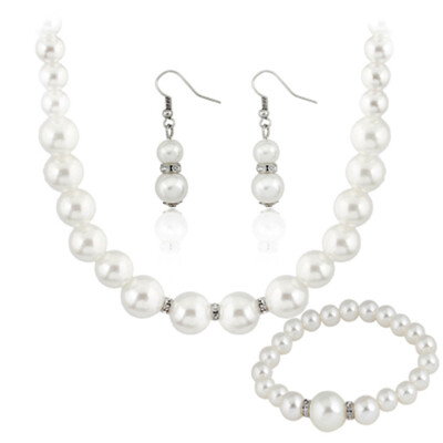 Crystal Beads Pearls Necklace Bracelet Earring Set Fashion Princess Charm Women Party Wedding Fashion Jewelry Supplies
Crystal Beads Pearls Necklace Bracelet Earring Set Fashion Princess Charm Women Party Wedding Fashion Jewelry Supplies