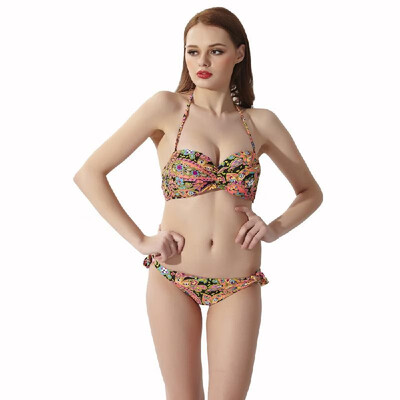Women Bohemian Style Two Piece Bikini with Flower Print Fine Suspender Printed Bathing Suit
Women Bohemian Style Two Piece Bikini with Flower Print Fine Suspender Printed Bathing Suit