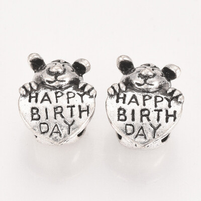 Tibetan Style Alloy European Beads Large Hole Beads Bear with Happy Birthday Antique Silver 12x155x9mm Hole 5mm
Tibetan Style Alloy European Beads Large Hole Beads Bear with Happy Birthday Antique Silver 12x155x9mm Hole 5mm