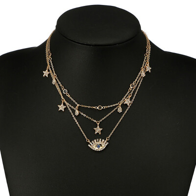 Long Chain Water Drop Five-Pointed Star Zircon Eye Blue Rhinestone Multi-Layer Necklace Summer For Women
Long Chain Water Drop Five-Pointed Star Zircon Eye Blue Rhinestone Multi-Layer Necklace Summer For Women