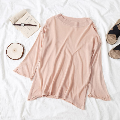 Women T Shirt Thin Round Neck Casual Knitting Tops Loose Sun Protection Summer Beach Tops Solid Female T-Shirt
Women T Shirt Thin Round Neck Casual Knitting Tops Loose Sun Protection Summer Beach Tops Solid Female T-Shirt