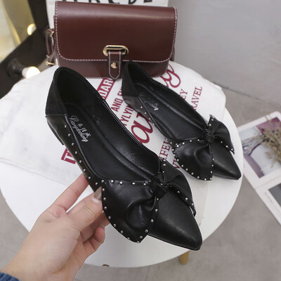 Single shoe women 2019 spring Korean version of pointed shallow Joker bow rivet flat bottom fairy work shoes tide
Single shoe women 2019 spring Korean version of pointed shallow Joker bow rivet flat bottom fairy work shoes tide