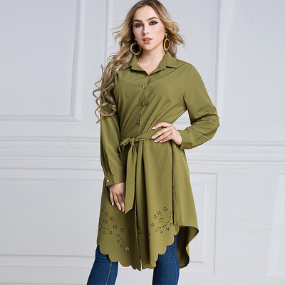 Women Plus Size Shirt Dress Burning Flowers Hollow Out Irregular Hem Belted Casual Tunic Long Blouse Top
Women Plus Size Shirt Dress Burning Flowers Hollow Out Irregular Hem Belted Casual Tunic Long Blouse Top