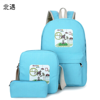 School bag female Korean version of the small fresh canvas bag junior high school students bag mens backpack three-piece backpack
School bag female Korean version of the small fresh canvas bag junior high school students bag mens backpack three-piece backpack