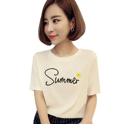 Women Simple Short Paragraph Letter Printed Short Sleeves Loose Top Women Krean Version T-shirt Female Summer Bottoming Tees
Women Simple Short Paragraph Letter Printed Short Sleeves Loose Top Women Krean Version T-shirt Female Summer Bottoming Tees