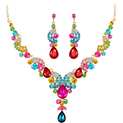 Fashion Wild Multicoloured Gemstone Necklace Earrings Two Piece Bridal Wedding Jewellery Set Engagement Gift
Fashion Wild Multicoloured Gemstone Necklace Earrings Two Piece Bridal Wedding Jewellery Set Engagement Gift