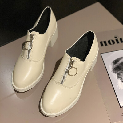 Small leather shoes womens autumn Korean style high-heeled shoes front zipper England style retro single-style shoes
Small leather shoes womens autumn Korean style high-heeled shoes front zipper England style retro single-style shoes