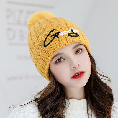 2019 New Korean ladies fur ball letter Joker solid color wool hat warm winter pullover knitted hat tide
2019 New Korean ladies fur ball letter Joker solid color wool hat warm winter pullover knitted hat tide