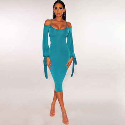 Fashion Women Solid Bodycon Dress Spaghetti Strap Off the Shoulder Long Sleeve Party Club Midi Dress
Fashion Women Solid Bodycon Dress Spaghetti Strap Off the Shoulder Long Sleeve Party Club Midi Dress