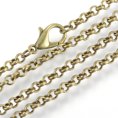 Iron Rolo Chains Necklace Makings with Lobster Clasps Soldered Antique Bronze 236"60cm
Iron Rolo Chains Necklace Makings with Lobster Clasps Soldered Antique Bronze 236"60cm