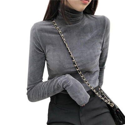 Womens Warm Gold Velvet Pullovers Tops Winter Warm Turtleneck Long Sleeve High Collar Bottoming Slim T-shirt Female Autumn
Womens Warm Gold Velvet Pullovers Tops Winter Warm Turtleneck Long Sleeve High Collar Bottoming Slim T-shirt Female Autumn
