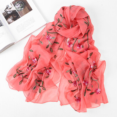 2018 new ten miles peach chiffon flower embroidered silk scarf female travel photo sunscreen beach shawl wholesale
2018 new ten miles peach chiffon flower embroidered silk scarf female travel photo sunscreen beach shawl wholesale