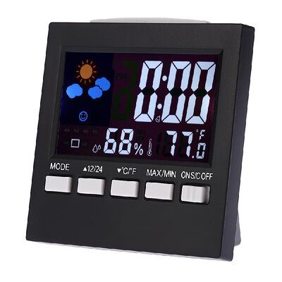 Multi-functional Digital Colorful LCD Thermometer Hygrometer Clock Alarm Snooze Function Calendar Weather Forecast Display
Multi-functional Digital Colorful LCD Thermometer Hygrometer Clock Alarm Snooze Function Calendar Weather Forecast Display