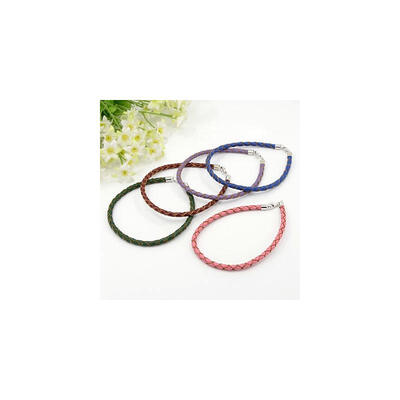 Braided Leather Bracelets with 925 Sterling Silver Findings&Lobster Claw Clasps Mixed Color 210x4mm
Braided Leather Bracelets with 925 Sterling Silver Findings&Lobster Claw Clasps Mixed Color 210x4mm