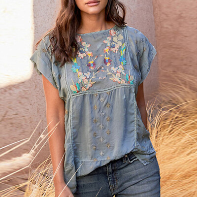 Starmoon Women Vintage Embroidery Summer Print T-Shirt O-Neck Short Sleeve Top Blouse
Starmoon Women Vintage Embroidery Summer Print T-Shirt O-Neck Short Sleeve Top Blouse