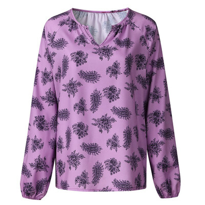 Womens Autumn V-neck print tee long-sleeved loose comfortable T-shirt wild floral chiffon ladies tshirt
Womens Autumn V-neck print tee long-sleeved loose comfortable T-shirt wild floral chiffon ladies tshirt