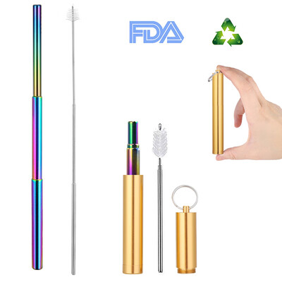 Adjustable Reusable Stainless Steel Straws Three-Section Telescopic Straight Straw Set with Cleaning Brush for Water Coffee
Adjustable Reusable Stainless Steel Straws Three-Section Telescopic Straight Straw Set with Cleaning Brush for Water Coffee