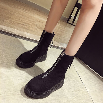 Martins female Korean version of thick heel high-heeled shoes front zipper short boots back lace handsome motorcycle boots
Martins female Korean version of thick heel high-heeled shoes front zipper short boots back lace handsome motorcycle boots