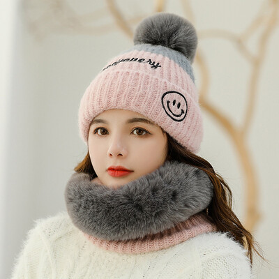 Manufacturers directly for Ms Autumn&Winter warm neck knitted hat smiling face wool hat matching color fashion suit headgear
Manufacturers directly for Ms Autumn&Winter warm neck knitted hat smiling face wool hat matching color fashion suit headgear