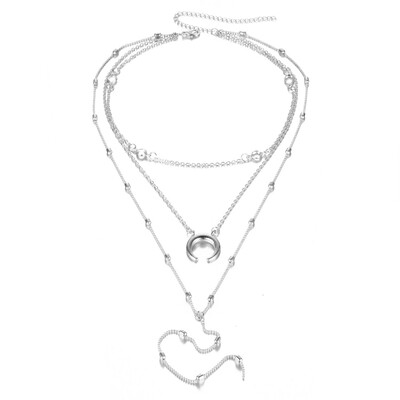 3 Layer Chain Necklace Set Horn Necklace Crescent Moon Necklace Beach Boho Crystal Jewelry women Multilayer Long Pendant Collier 
3 Layer Chain Necklace Set Horn Necklace Crescent Moon Necklace Beach Boho Crystal Jewelry women Multilayer Long Pendant Collier