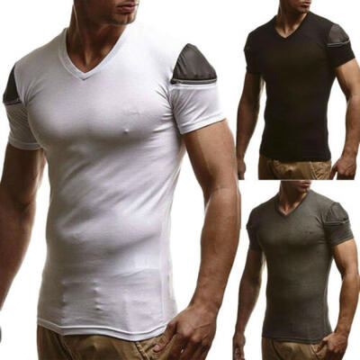 Fashion Mens Slim Fit V Neck Short Sleeve Muscle Tee T-shirt Casual Tops Blouse
Fashion Mens Slim Fit V Neck Short Sleeve Muscle Tee T-shirt Casual Tops Blouse
