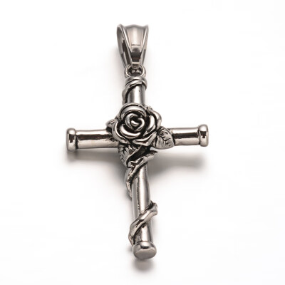 316 Stainless Steel Gothic Pendants Cross with Flower Antique Silver 405x255x8mm Hole 9x5mm
316 Stainless Steel Gothic Pendants Cross with Flower Antique Silver 405x255x8mm Hole 9x5mm