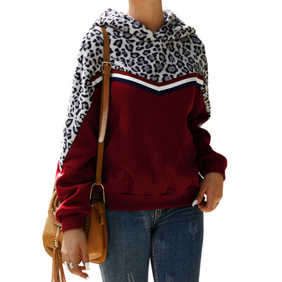 New Arrival Women Hoodie Leopard Print Stitching Long Sleeve Loose Hooded Sweatshirt Pullover Hoodie Women Casual Tops
New Arrival Women Hoodie Leopard Print Stitching Long Sleeve Loose Hooded Sweatshirt Pullover Hoodie Women Casual Tops
