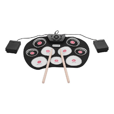 Portable Electronic Drum Set Digital Roll-Up Drum Kit 9 Drum Pads USB Powered with Recording Function 2 Foot Pedals Drum Sticks fo
Portable Electronic Drum Set Digital Roll-Up Drum Kit 9 Drum Pads USB Powered with Recording Function 2 Foot Pedals Drum Sticks fo