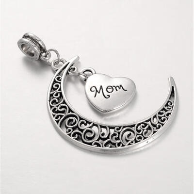 Tibetan Style Alloy Large Hole European Dangle Beads Moon&Heart Pendants with Word Mom Antique Silver 52mm Hole 5mm
Tibetan Style Alloy Large Hole European Dangle Beads Moon&Heart Pendants with Word Mom Antique Silver 52mm Hole 5mm