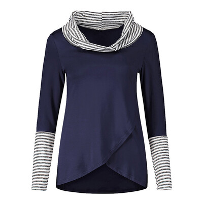 Women T-shirt Striped Colorblock T-shirts Autumn High-neck Long Sleeves Silm Tops Casual All-match Tops Female shirts
Women T-shirt Striped Colorblock T-shirts Autumn High-neck Long Sleeves Silm Tops Casual All-match Tops Female shirts