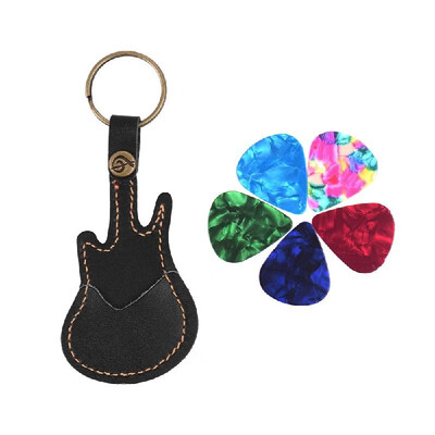 Leather Guitar Picks Holder Case Bag Guitar Shape with Key Ring 5pcs Celluloid Guitar Picks String Instrument Accessories
Leather Guitar Picks Holder Case Bag Guitar Shape with Key Ring 5pcs Celluloid Guitar Picks String Instrument Accessories