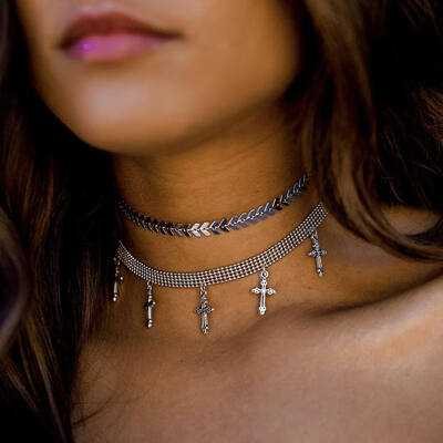 Collar Multi Layer Choker Necklace Cross Chokers Necklaces For Women chocker Set Jewelry 2018
Collar Multi Layer Choker Necklace Cross Chokers Necklaces For Women chocker Set Jewelry 2018